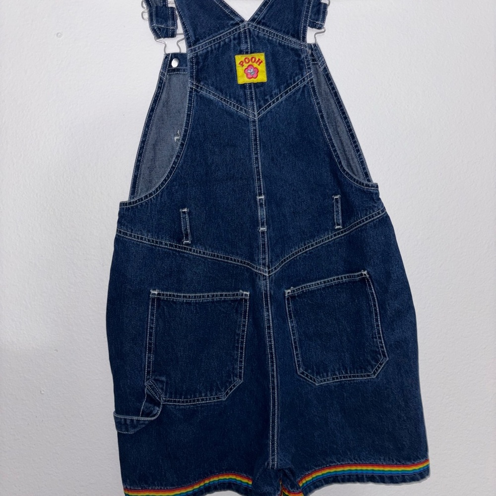 Vintage Winnie the Pooh Disney Denim Overalls With Rainbow SZ 14 Embroidered - Picture 7 of 8
